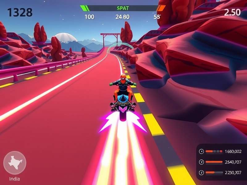 Vapor Vortex Virtuosos gameplay screenshot showing neon-lit tracks